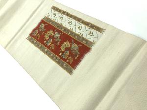 リサイクル　花模様織出し紬名古屋帯